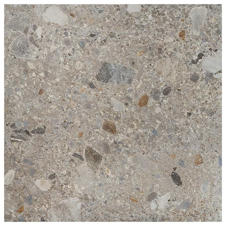 Rizo Earth Gray 48x48 Terrazzo Look Matte Porcelain Tile