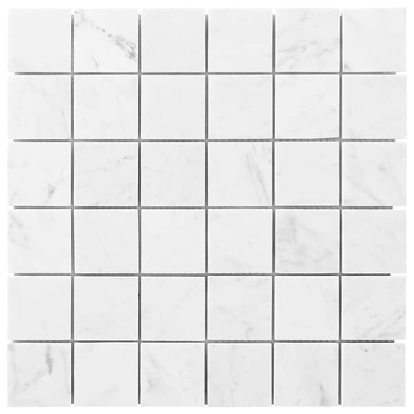 Bianco Carrara 2x2 Honed Marble Mosaic Tile in White, View 7, open zoomed image