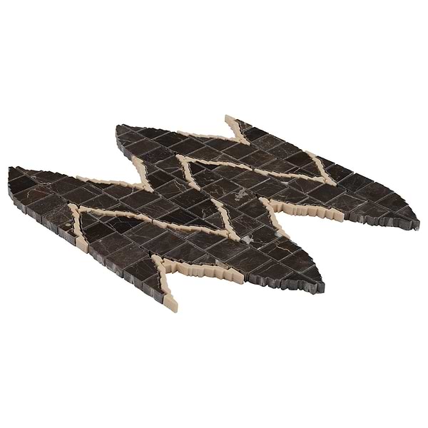 Ikara Saint Laurent Honed Waterjet Marble Mosaic Tile in Brown, Beige, View 7, open zoomed image