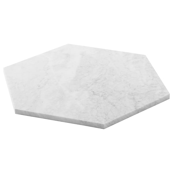Bianco Carrara 10" Hexagon Honed Marble Tile in White, View 7, open zoomed image