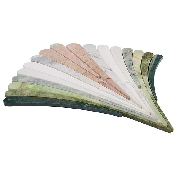 Fierra Flamingo Multicolor 11x24 Fan Polished Waterjet Marble Mosaic Tile