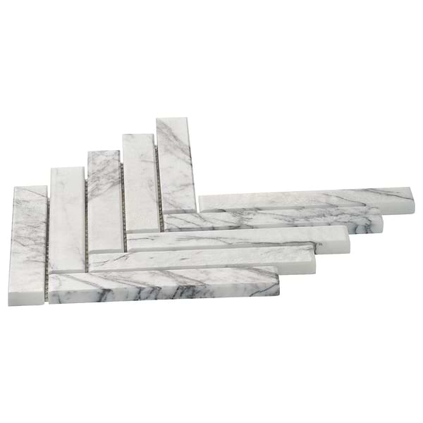 Velour Lilac 1x6 Herringbone Leather Marble Mosaic Tile in White, Purple, View 7, open zoomed image