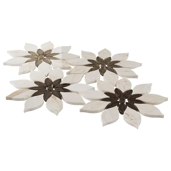 Wildflower Pale Oak Wooden Beige and Glass Marble Polished Tile