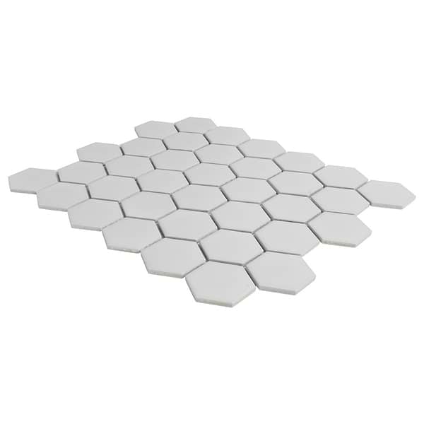 Serenity White 2" Hexagon Matte Porcelain Mosaic Tile