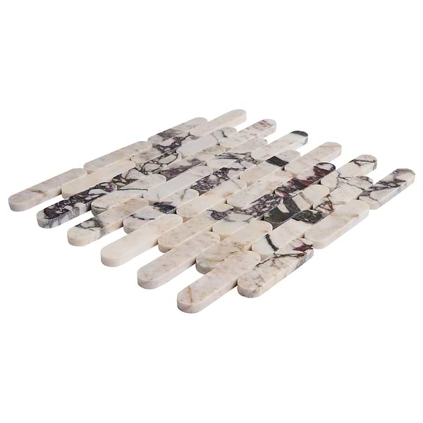 Calacatta Viola Premium 1x4 Pill Honed Marble Mosaic Tile