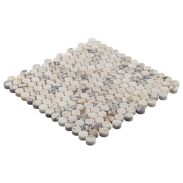 Calacatta Monet 1" Penny Round Honed Marble Mosaic Tile