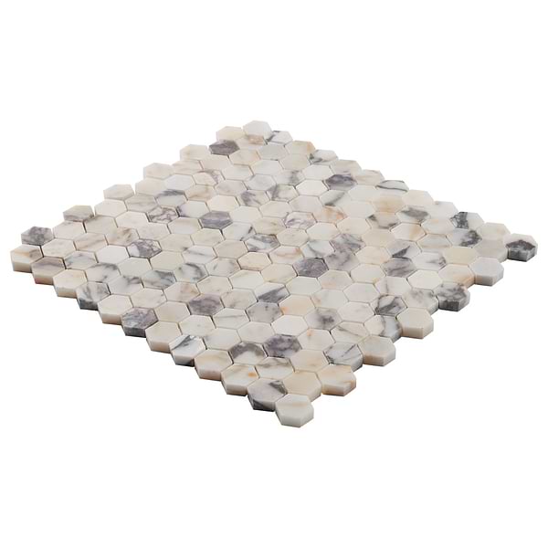 Calacatta Monet 1" Hexagon Honed Marble Mosaic Tile