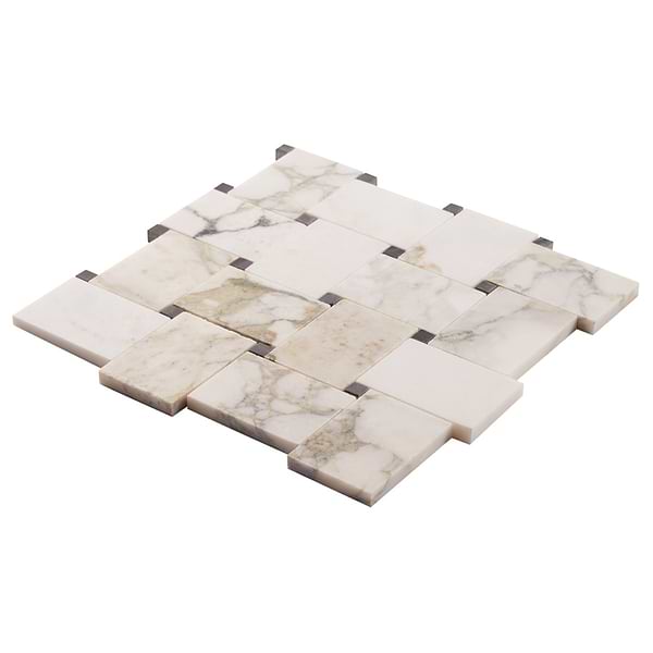 Calacatta Verde Premium 2x3 Basketweave Honed Marble Mosaic Tile