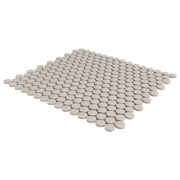 Serenity Taupe Gray 1" Penny Round Matte Porcelain Mosaic Tile