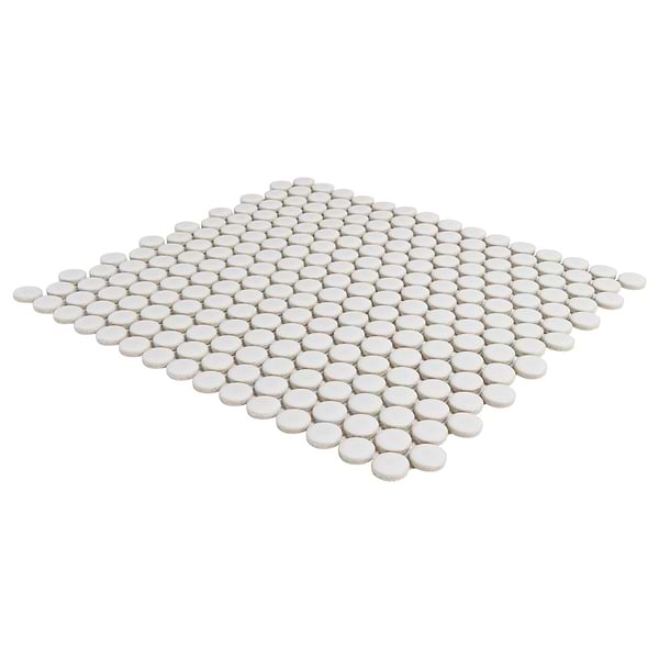 Serenity White 1" Penny Round Matte Porcelain Mosaic Tile