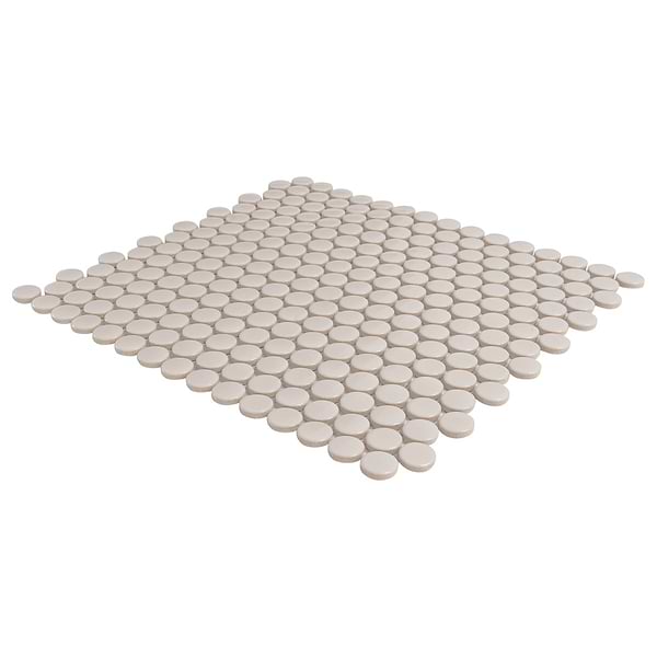 Serenity Pearl Beige 1" Penny Round Polished Porcelain Mosaic Tile