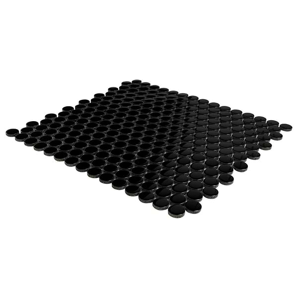 Serenity Black 1" Penny Round Polished Porcelain Mosaic Tile