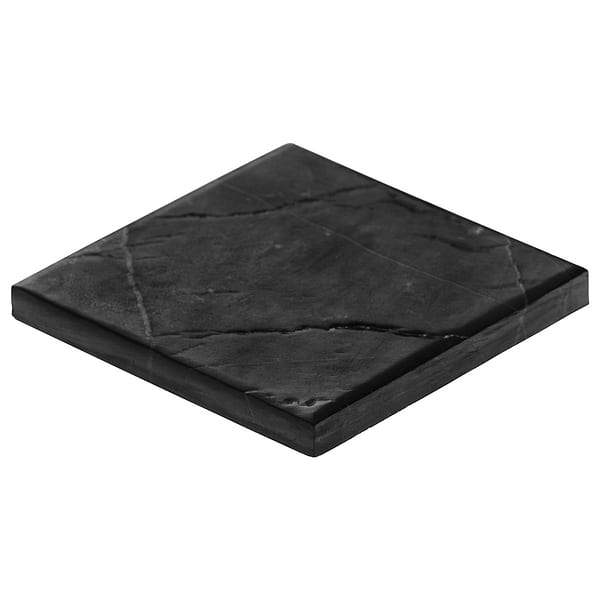 Velour Nero Marquina 4x4 Leather Marble Tile in Black, White, View 7, open zoomed image