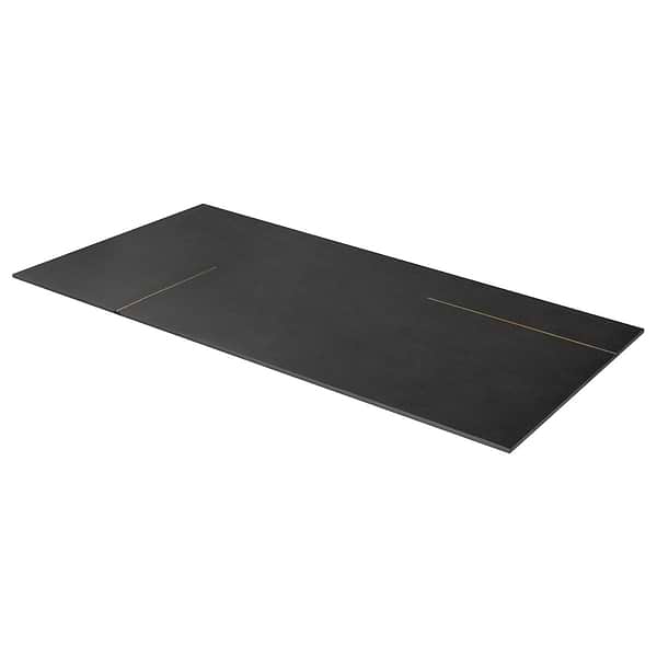 Lines Brass Inlay Black 24X48 Matte Porcelain Tile in Black and Gold, View 8, open zoomed image