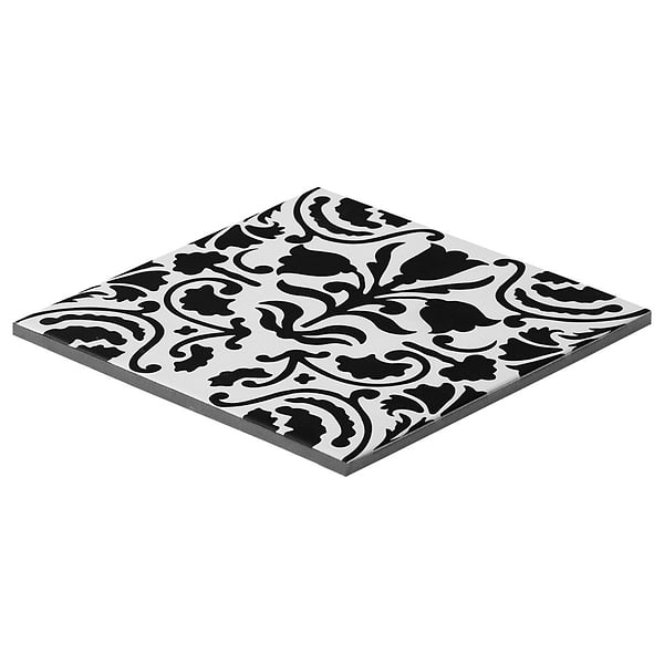 Elowynn Belle Eclipse White 8x8 Matte Porcelain Tile by Kravet in Black, White, View 7, open zoomed image