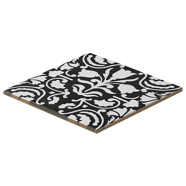 Elowynn Belle Midnight Black 8x8 Matte Porcelain Tile by Kravet in Black, White, View 7, open zoomed image
