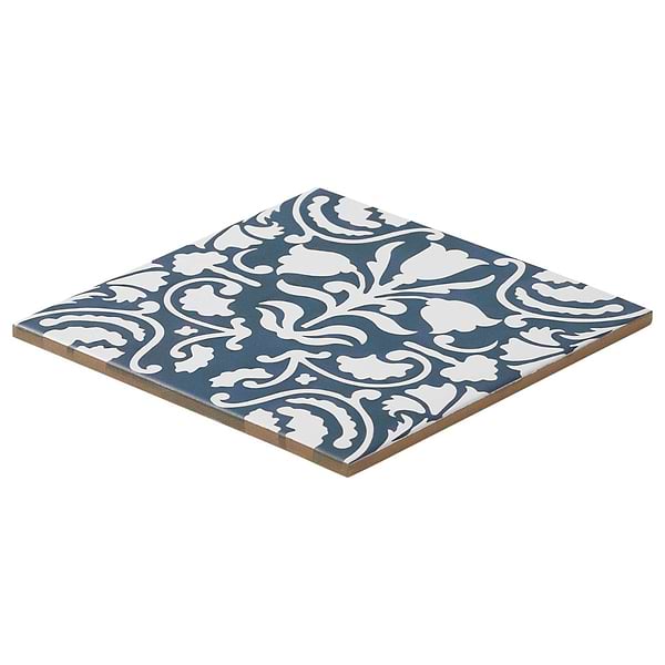 Elowynn Belle Marina Blue 8x8 Matte Porcelain Tile by Kravet in Blue, White, View 7, open zoomed image