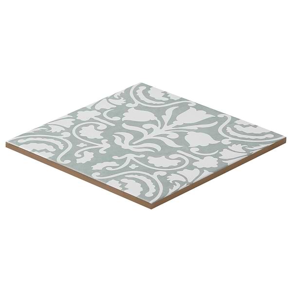 Elowynn Belle Seafoam Green 8x8 Matte Porcelain Tile by Kravet in Green, White, View 7, open zoomed image