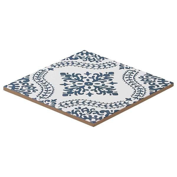 Elowynn Flora Cove White 8x8 Matte Porcelain Tile by Kravet in Blue, White, View 7, open zoomed image