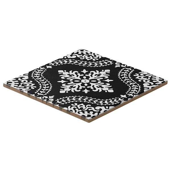 Elowynn Flora Midnight Black 8x8 Matte Porcelain Tile by Kravet in Black, White, View 7, open zoomed image