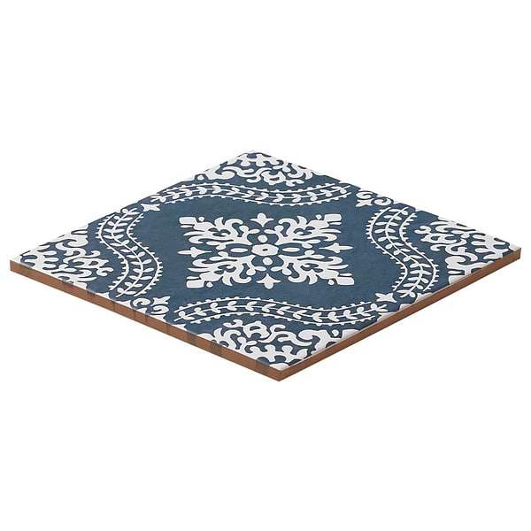 Elowynn Flora Marina Blue 8x8 Matte Porcelain Tile by Kravet in Blue, White, View 7, open zoomed image