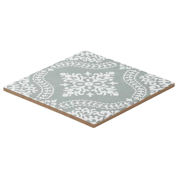 Elowynn Flora Seafoam Green 8x8 Matte Porcelain Tile by Kravet in Green, White, View 7, open zoomed image