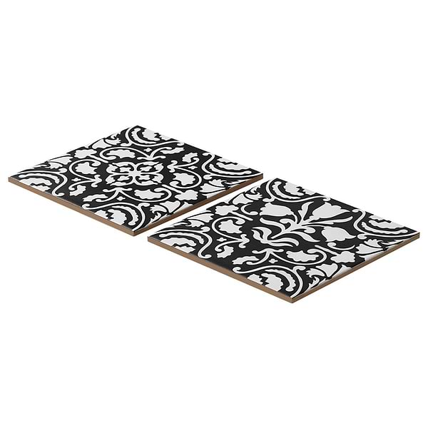 Elowynn Haven & Belle Midnight Black 8x8 Matte Porcelain Tile by Kravet in Green, White, View 7, open zoomed image