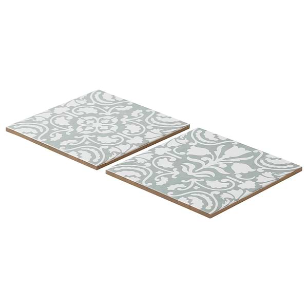 Elowynn Haven & Belle Seafoam Green 8x8 Matte Porcelain Tile by Kravet in Blue, White, View 7, open zoomed image
