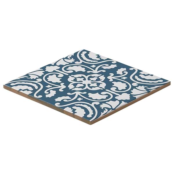 Elowynn Haven Marina Blue 8x8 Matte Porcelain Tile by Kravet in Blue, White, View 7, open zoomed image