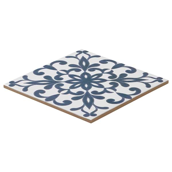 Elowynn Medallion Cove White 8x8 Matte Porcelain Tile by Kravet in Blue, White, View 7, open zoomed image