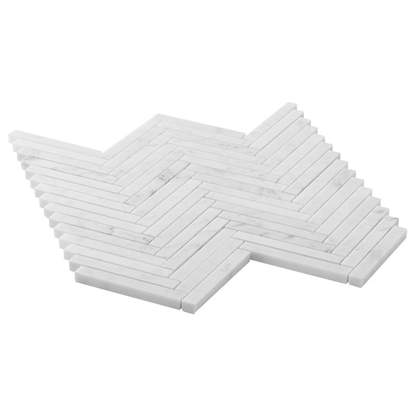 Bianco Carrara 1/2x4 Herringbone Honed Marble Mosaic Tile