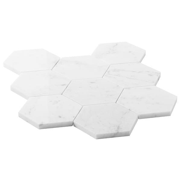 Bianco Carrara 4" Hexagon Polished Marble Mosaic Tile
