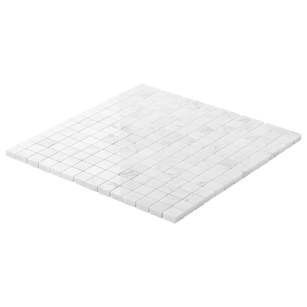 Bianco Carrara 1x1 Polished Marble Mosaic Tile in White, View 7, open zoomed image
