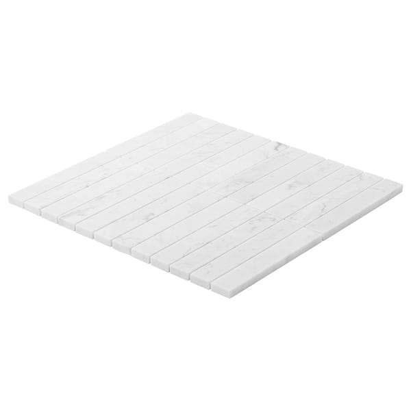 Bianco Carrara 1x6 Stacked Honed Marble Mosaic Tile