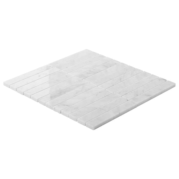 Bianco Carrara 1x6 Stacked Polished Marble Mosaic Tile