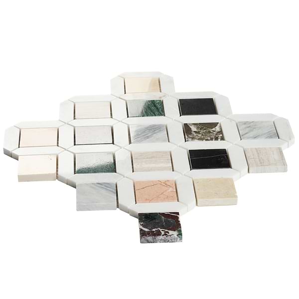 Nola Multicolor 2x2 Polished Marble Mosaic Tile in Multicolor, View 7, open zoomed image