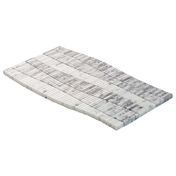 Ladera Lilac Honed Marble Wave Micro Mosaic Tile in White, Purple, View 7, open zoomed image