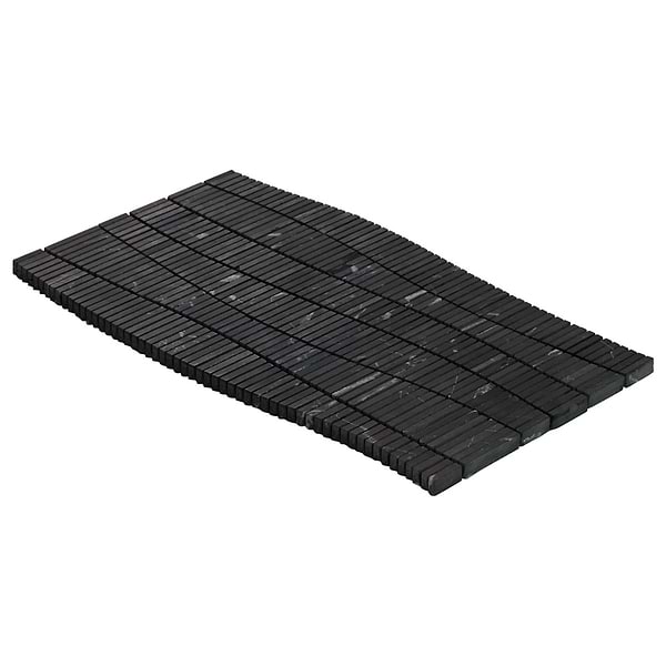 Ladera Nero Marquina Honed Marble Wave Micro Mosaic Tile in Black, View 7, open zoomed image