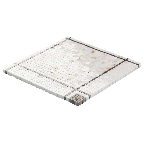Lattica Calacatta Gold Polished Marble Micro Mosaic Tile in White, Black, View 7, open zoomed image