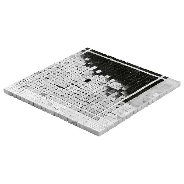 Lattica Nero Marquina Polished Marble Micro Mosaic Tile in Black, White, View 7, open zoomed image