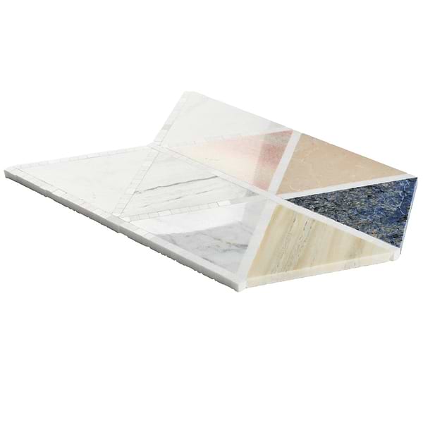 Valerie Multicolor 6" Triangle Polished Marble Mosaic Tile in Multicolor, View 7, open zoomed image