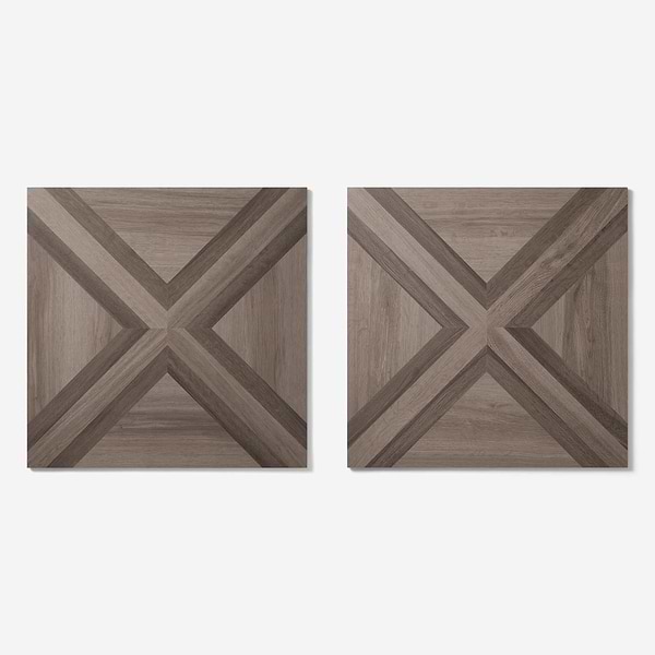 Marsai Modern Parquet Smoked & Dark Oak 32x32 Wood Look Matte Porcelain Tile in Brown, View 7, open zoomed image