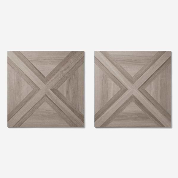 Marsai Modern Parquet Weathered & Medium Oak 32x32 Wood Look Matte Porcelain Tile in Brown, View 7, open zoomed image