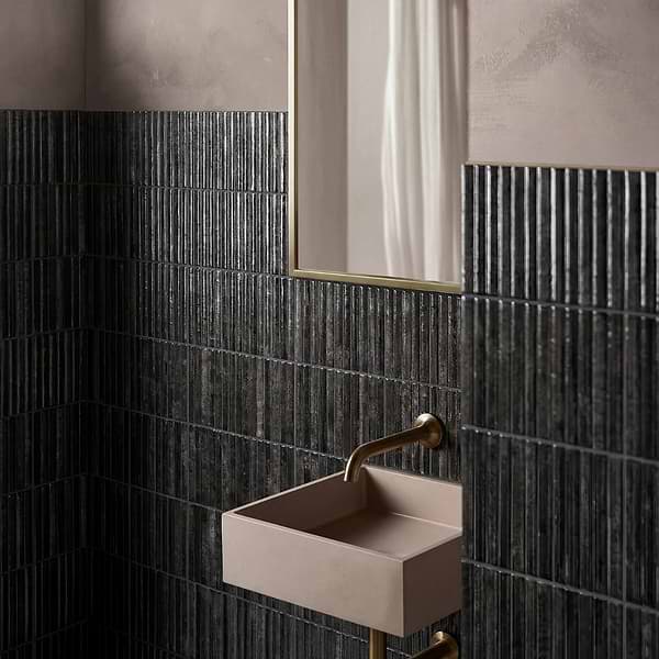 Curve Fluted Black 6x12 3D Glossy Ceramic Tile