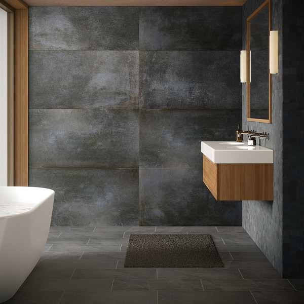 Flatiron 2.0 Black 24x48 Matte Porcelain Tile by Angela Harris in Black, View 7, open zoomed image