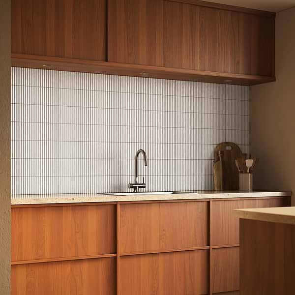 Curve Fluted White 6x12 3D Glossy Ceramic Tile