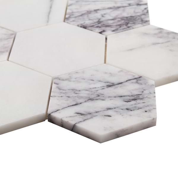 Lilac Premium 4" Hexagon Honed Marble Mosaic Tile