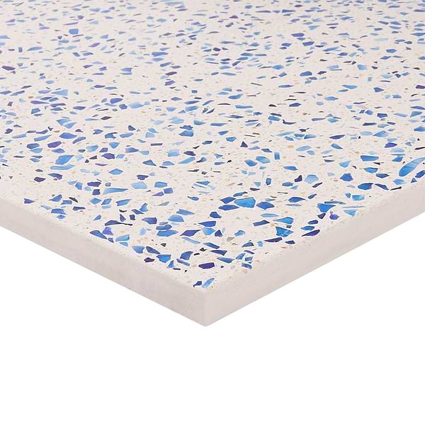 Veritas Terrazzo Creme with Cobalt Blue 16x16 Polished Terrazzo Tile