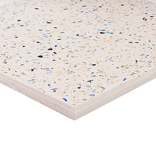 Veritas Terrazzo Creme with Nautical Blue 16x16 Polished Terrazzo Tile