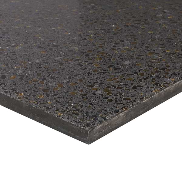 Veritas Terrazzo Sombra Charcoal with Gold 16x16 Polished Terrazzo Tile